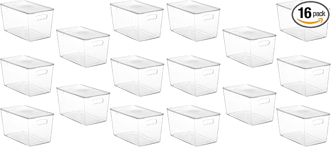 Vtopmart 16 Pack Clear Stackable Storage Bins with Lids, XLarge by Vtopmart