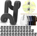 100Pcs Space Saving Hanger Hooks, Plastic Hanger Connector Hooks Black by Besslly