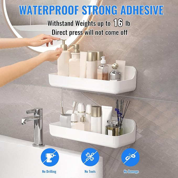 Diesisa Acrylic Wall Mount Organizer, Adhesive Shelves,2Pc Bathroom Shelves - Image 3