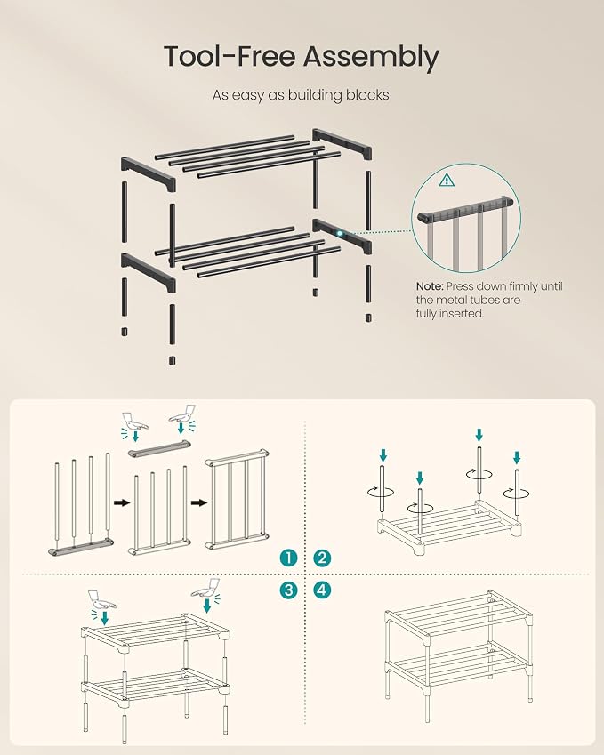 SONGMICS Shoe Rack, 2-Tier Stackable Metal Shoe Organizer, 17.7" Wide - Image 6