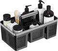 BYUNER Plastic Shower Caddy Dorm: Portable Cleaning & Shower Caddy with Handle, 4 Divided Compartments, All-Side Drainage, Rigid Plastic Basket Tote for College Dorm & Bathroom Use, Black/Silver by MakesYourHomeMoreOrganized