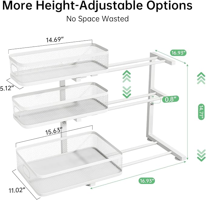 2-Pack 3-Tier Under Sink Organizer, Slide Out Cabinet Storage, Kitchen/Bath - Image 2