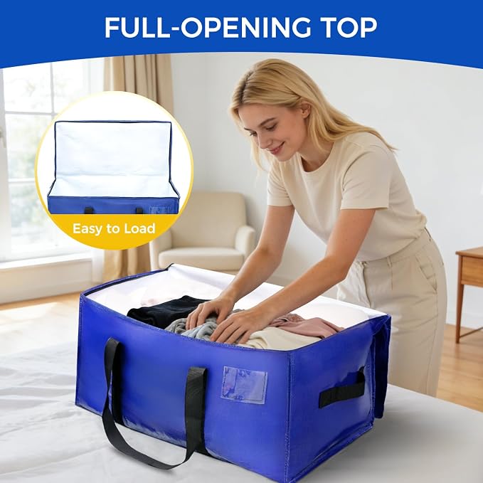 BAGAIL Heavy Duty Moving Bags with Strong Handle, Extra Large Moving Boxes, Storage Tote for Clothes, College Moving Supplies(Dark Blue, 6 Pack) - Image 4