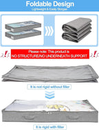 punemi 5 inch High Soft Fabric Low Profile Under Bed Storage, 2 Pack, Grey - Image 4