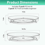 Optish 4 Pack Lazy Susan Organizer, 9.5 Inch, 10.7 Inch Lazy Susan Turntable for Cabinet, Turntable Organizer for Pantry Organizers and Storage, Non-Skid Fridge Organizer - Image 3