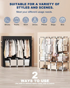 Mavivegue Clothes Organizer with 4 Hanging Rods, Portable Closet Wardrobe, Non-Woven Fabric Cover, Large Capacity Storage for Bedroom and Living Room,Black, 67" W x 17" D x 67" H - Image 6