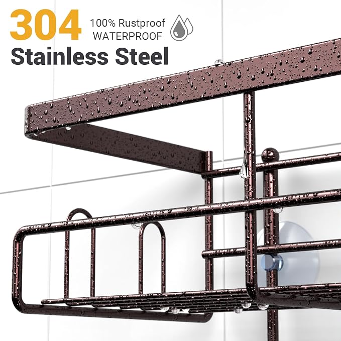 Hanging Shower Caddy Over Showerhead - Rustproof No Drill Shower Organizer - Image 3