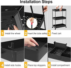SPACELEAD 2-piece Set Slim Storage Cart 3 Tier,Bathroom Organizer Rolling Utility,Mobile Shelving Unit Slide Out for Office, Kitchen, Laundry Room & Narrow Places - Image 6