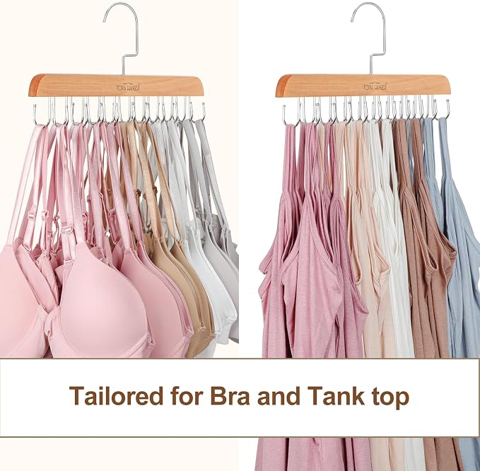 TOPIA HANGER Bra Hanger for Closet, Tank Top Hangers Space Saving Natural - Image 4