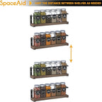 SpaceAid Spice Rack with 24 Spice Jars, 386 Spice Labels, Chalk Marker and Funnel, Wood Hanging Seasoning Shelf for Cabinet Door or Wall Mount (4 Pack) - Image 7