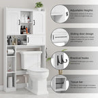 Vabches Over The Toilet Cabinet with 2 Barn Doors & Sliding Door, White - Image 3