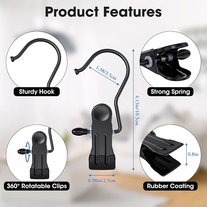 24 Pack Boot Hangers Clips for Closet, Heavy Duty Pants Hangers with Clips - Image 3
