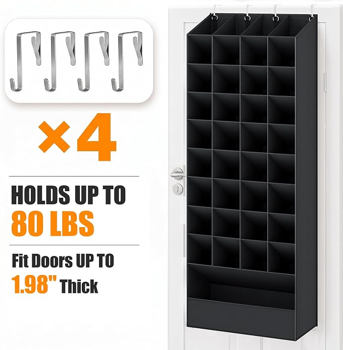 UVIAHOMI 30-40 Pairs Over the Door Shoe Organizer, 40 Breathable Pockets Hanging Shoe Storage for Closet, 10-Tier Door Shoes Rack, Handing Shoes Holder Fit All Family's Sneakers, Boots - Image 8
