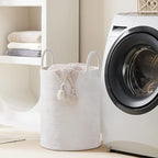 Woven Rope Laundry Hamper Basket by YOUDENOVA, 58L Tall Laundry Basket, Baby Nursery Hamper for Blanket Storage, Clothes Hamper for Laundry in Bedroom-Large-Pure White - Image 6