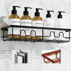 Adhesive Shower Caddy, Large Capacity Shower Racks for Inside Shower, No Drill Bathroom Shower Organizer and Storage, 4 Pack Black Bathroom Shelves, Home Decor Rv Accessories, Apartment - Image 3