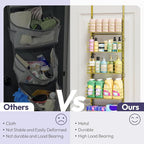 SWTYMIKI Over The Door Organizer - Door Organizer Hanging with 5 Adjustable Metal Large Capacity Basket and 6 Coat Hook, Wall Mounted Shelf for Bedroom Closet Bathroom Laundry Pantry Cabinet Kitchen - Image 4