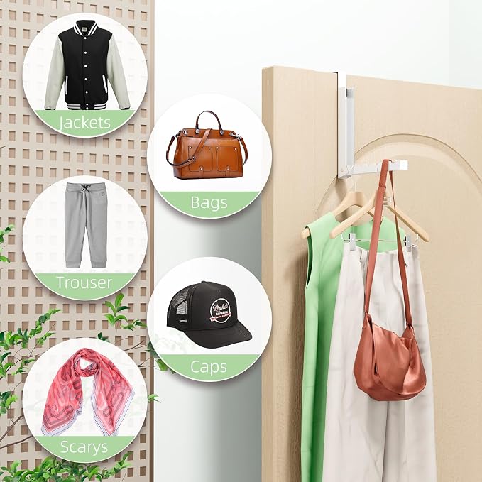 BAKON Over The Door Hanger Folding Clothes Drying Rack, Folding Hanging Coat Rack for Indoor Laundry Room Compact Small Space Foldable Portable Clothing Hanger Hook Collapsible- 4 Pack(White) - Image 3