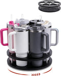 Rotating Wood Tumbler Organizer, 30 oz 40 oz Spinning Turnable Tumblers Holder, 360° Rotatable 7 Large Cups Bottle Tumbler Storage Display Stand, Rotate Syrup Organizer for Cabinet Countertop（Black） by FAITIO