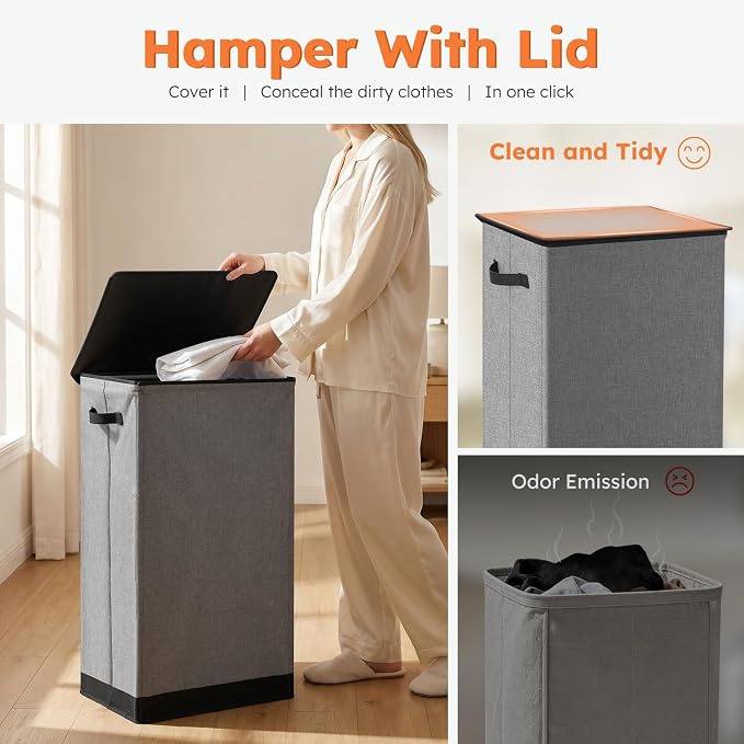 SOLEDI 100L Laundry Hamper with Lid, Large Collapsible Laundry Basket - Image 7