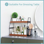 Bathroom Counter Organizer, 2-Tier Standing Storage Shelf with Basket, Wood Tray for Skincare Vanity Organizer(Brownish) - Image 5