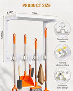 Supforce Small Broom Holder Wall Mount with Shelf, 4 Slots 3 Hooks - Image 8