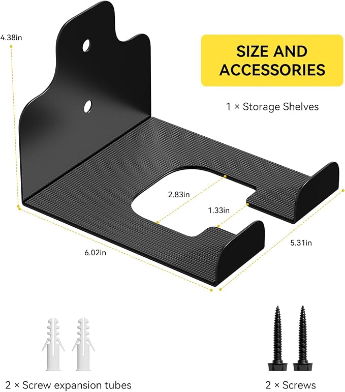 JNIHEEP Garage Organizer Trimmer Rack,Garden Power Tool Hanger,3 Pack,Black - Image 3