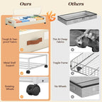 Yecaye 70 L Under Bed Storage with Wheels, 3 Pack Larger Capacity Under Bed Storage Containers, Underbed Shoe Storage Organizer, Rolling Under Bed Metal Drawers for Clothes, Blankets, Beige - Image 3