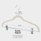 Home-it 10 Pack Velvet Hangers with Clips - Ivory Pants & Skirt Hangers - Ultra Thin No Slip Space-Saving for Pants, Skirts, Coats, Dresses, Tank Tops, Clothes - Image 4