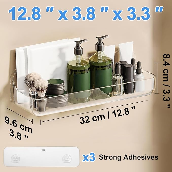 Diesisa Acrylic Wall Mount Organizer, Adhesive Shelves,2Pc Bathroom Shelves - Image 2