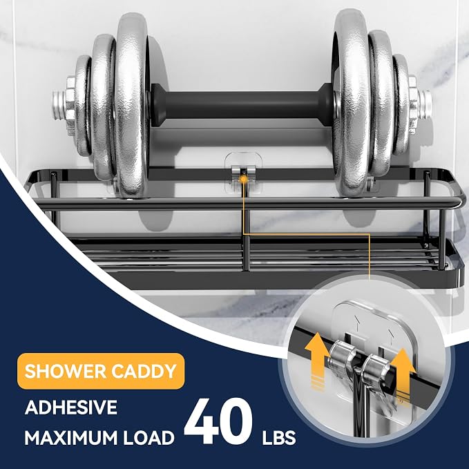 YASONIC 2-Pack Shower Caddy Adhesive Replacement - Transparent Shower Adhesive Strips, No Drilling Hooks for Bath Storage Shelves, Kitchen Racks, Basket & Soap Holder - Image 2