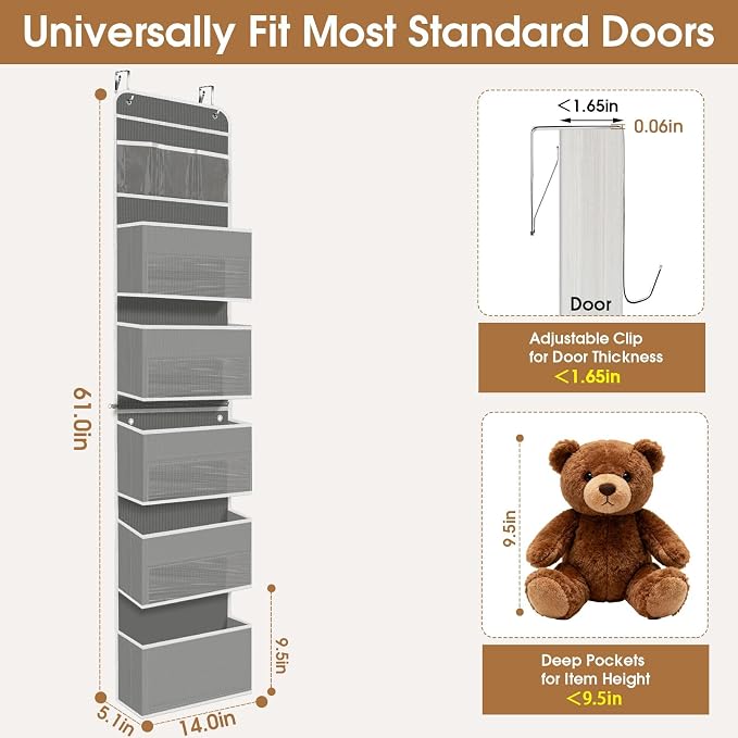 Over The Door Organizer Storage behind Door Hanging Organizer for Nursery - Image 2