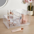 STORi Audrey Stackable Clear Bin Plastic Organizer Drawers | 2 Piece Set | Organize Cosmetics and Beauty Supplies on a Vanity | Made in USA (Pack of 3) - Image 7