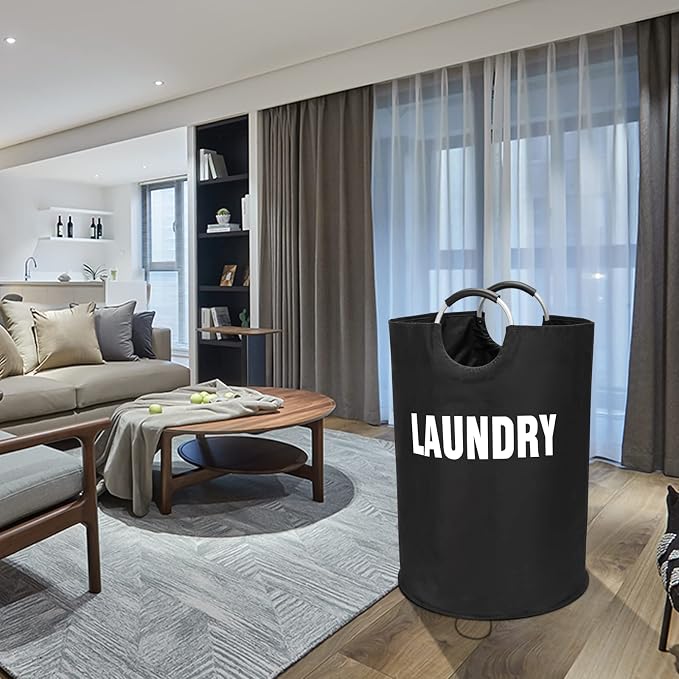 Maxsilan 160L XX-Large Laundry Basket Bag, Collapsible Tall Hamper, Black - Image 7