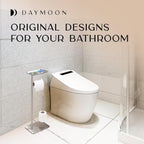 Day Moon™ - Toilet Paper Holder - Modern Roll Holder for Bathroom - 1 Pack - Free Standing - with Shelf, Brushed Nickel - Image 8