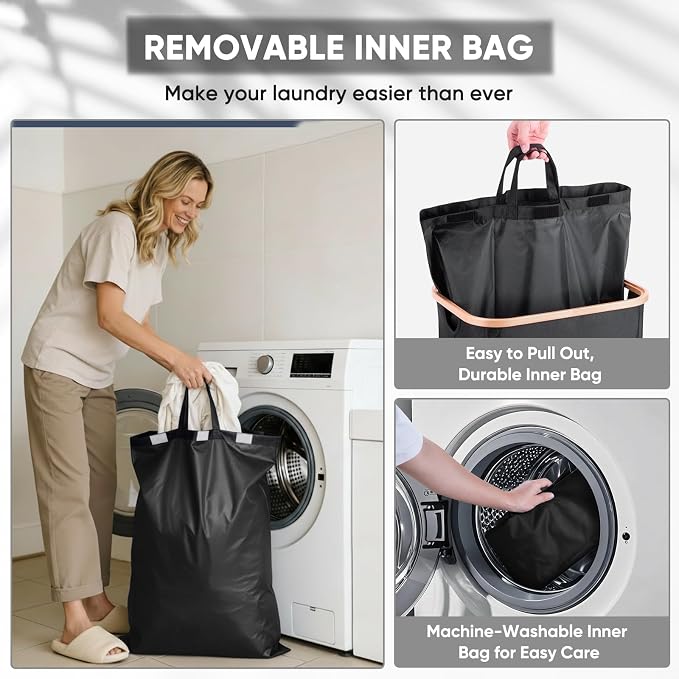 BALEINE 70L Laundry Hamper with Lid, Large Laundry Basket Bin - Image 2