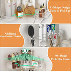 SUNZOS 3-Tier Corner Bathroom Counter Organizer, Bathroom Organizer Countertop with Makeup Brush Holder, Vanity Makeup Cosmetic Storage, Corner Storage for Kitchen, Dresser - Image 3