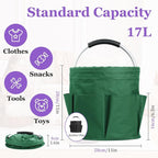 2PCS Cleaning Caddy, 17L Collapsible Cleaning Supply Caddy with Handle, Foldable Tool Bucket Organizer with Outer Pockets, Storage Basket for Travel, Housekeeping, RV, Green + Black - Image 4