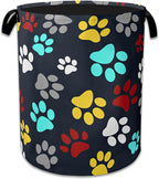 Colourful Paw Prints Laundry Basket Collapsible Laundry Hamper with Handle, Oxford Clothes Storage Bin for Bathroom Bedroom Room Decor 16" X 20.8" by NSMNSM