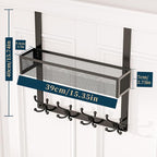 Consumest Over The Door Hooks Organizer - 2 Tier Over Door Hanger with 16 Hooks & 2 Baskets for Hanging Coat, Clothing, Towel, Back Storage for Bathroom, Closet, College Dorm, Black - Image 7