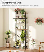 HOOBRO Over the Toilet Storage, 4-Tier Over Toilet Bathroom Organizer, Freestanding Above Toilet Shelf with Adjustable Feet, Space Saving, Easy to Assemble, Rustic Brown and Black BF64TS01 - Image 6