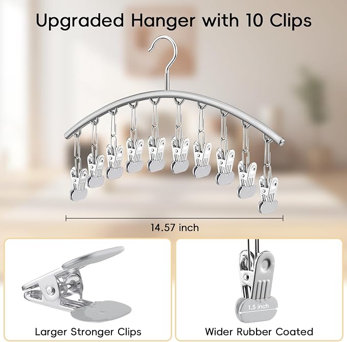 TomCare 4 Pack Space Saving Hangers, Tank Top and Leggings Organizers | 360° Swivel Design, 20 Clips for Leggings and Yoga Pants, Stainless Steel Hanging Closet Organizer - Image 6