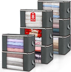 90L Large Storage Bags, 8 Pack Clothes Storage Bins Closet Organizers | Foldable Storage Containers, with Reinforced Handle, for Clothing, Blanket, Comforters, Bed Sheets, Pillows and Toys by BuddingJoy-BuildaJoyfulLifeforYou