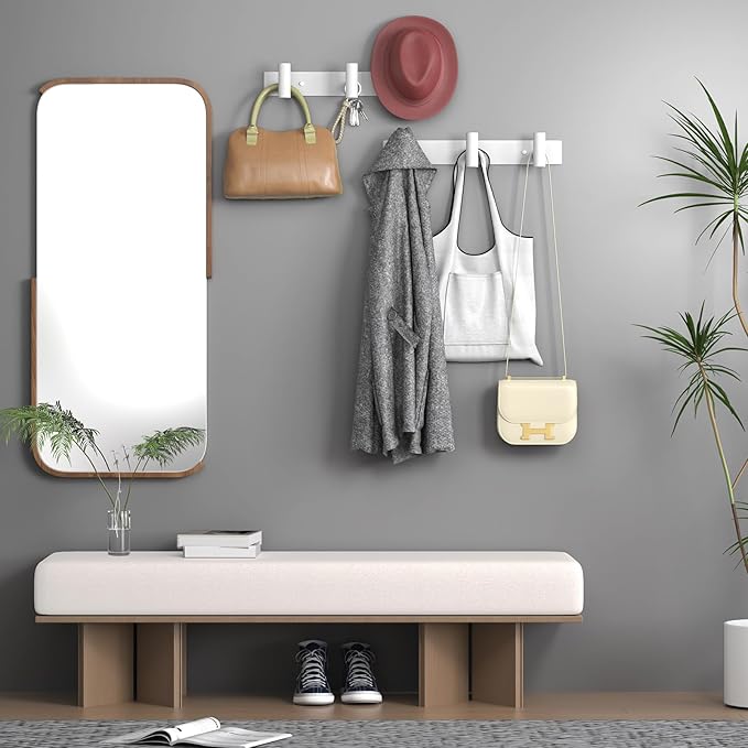 VAEHOLD Hat and Coat Wall Mount Rack - Hooks for Robes, Bags, Keys, and Towels - Bathroom Towel Hanger Organizer (White, “T“ Shape 3 Hooks 1 Pack) - Image 4