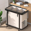 Rolling Laundry Hamper with Wheels,Laundry Hamper 3 Section with Lid Beige by ELOWEN