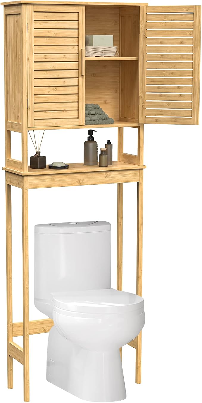 SONGMICS Bamboo Over The Toilet Storage Cabinet, Adjustable Inside Shelf by Unknown