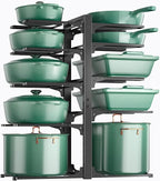 ORDORA Pots and Pans Organizer Under Cabinet 23.6" 10-Tier Adjustable Black by ORDORA