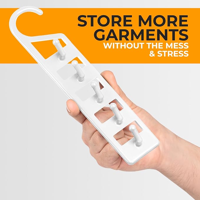 CraftyCrocodile Space Saving Hangers for Clothes - 6 in Pack, Heavy Duty Plastic, Multi Closet Space Savers for Shirts, Pants, Jeans, Sweaters - Hanger Organizer Space Saver, White - Image 8