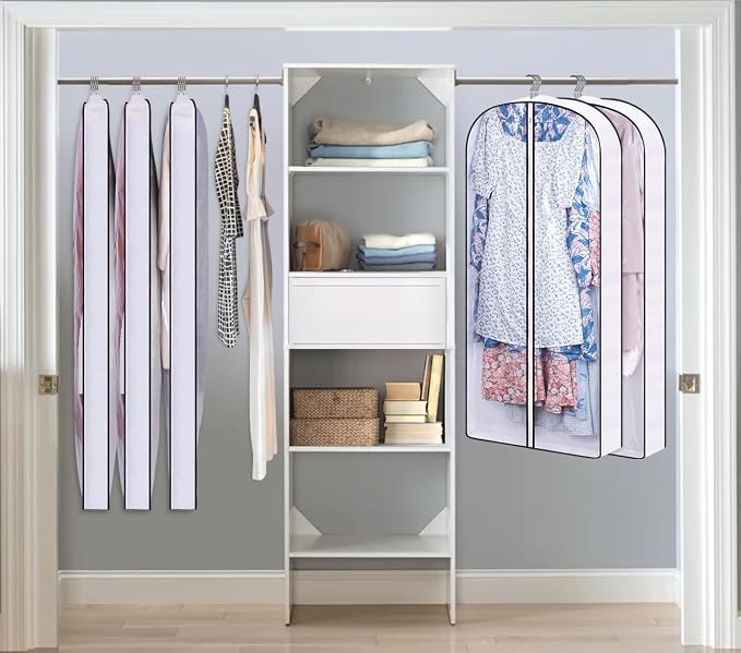 SLEEPING LAMB 50" Clear Garment Bags for Hanging Clothes Storage 4" Gussetes Dress Bags for Closet Storage Coat Cover for Suits, Sweater, Jacket(5 Packs) - Image 7