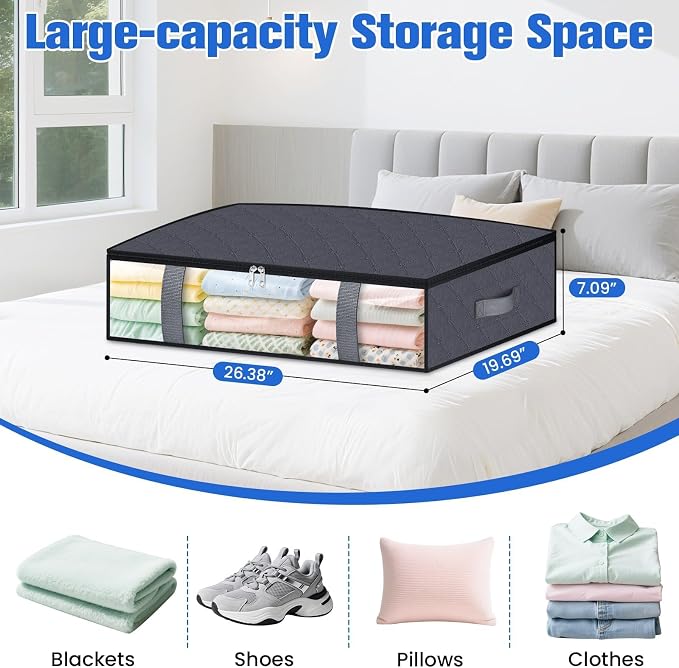 TasticTotes 8 Pack Under Bed Storage Containers, 60L Blanket Storage Bags - Image 2
