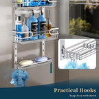 Consumest Over The Door Shower Caddy - 4 Tier Adjustable Hanging Shower Organizer Shelf with 2 Soap Holders & 22 Hooks, Rustproof Easy Installation Hanging Storage Rack for Bathroom, Silver - Image 3